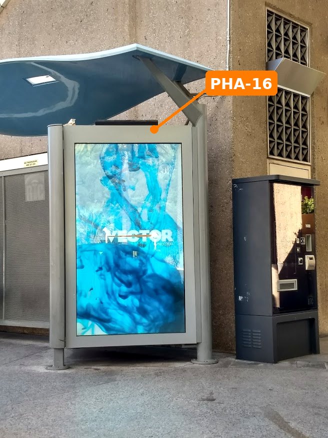 PHA-16 above a live outdoor digital-signage display, Las Vegas