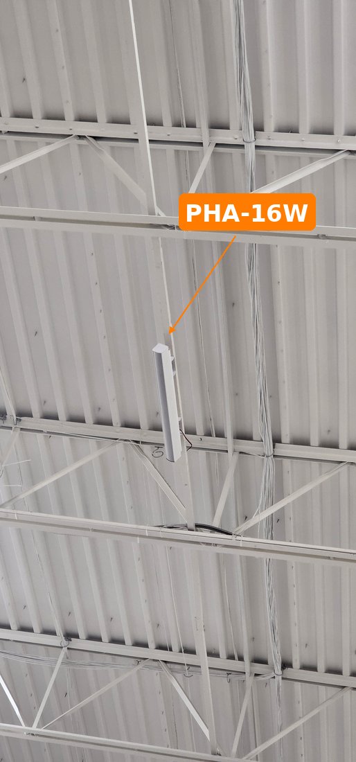PHA-16W high in the steel rafters of a big-box retail store